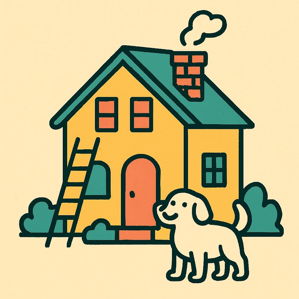 Drawing of a house with a chimney